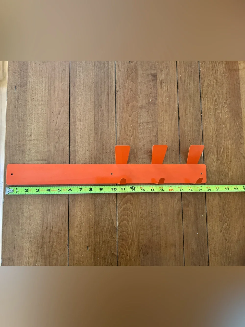 Midcentry Modern Orange Magnatic Metal Wall Hook Rail “Line and Sinker”
